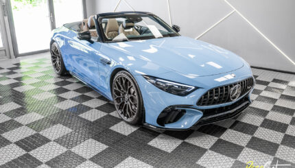 Mercedes SL 63 AMG po aplikacji folii ochronnej PPF – widok z przodu
